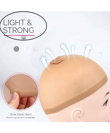 2 Pack Nude Stretchy Nylon Wig Caps for Women - Perfect for Lace Front Wigs - Buy Online on GoSupps.com