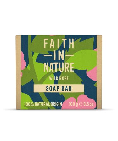 Faith In Nature Natural Wild Rose Hand Soap Bar Restoring Vegan & Cruelty Free No SLS or Parabens 100g Rose 100 g (Pack of 1)