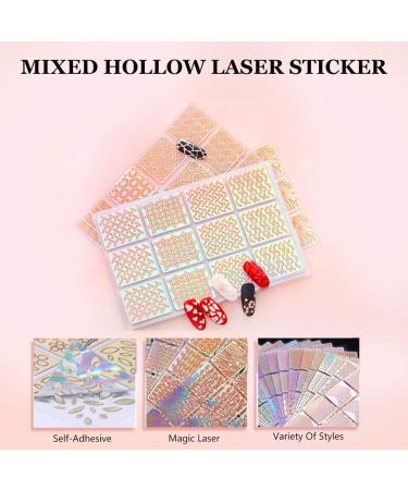 24Pcs DIY Nail Vinyls Stencil Sticker Set for Manicure Nail Art Decoration - Includes Vinyl Sheets, Stencil Templates, and Drawing Stickers - Buy Online on GoSupps.com