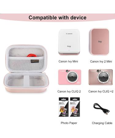 Canboc Hard Case for Canon Ivy Mini/CLIQ+2 Photo Printer - Rose Gold Mesh Bag for Paper & Cable - Buy Online on GoSupps.com