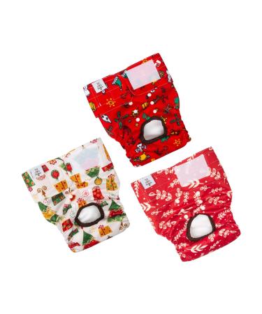 Cutebone Christmas washable dog diapers for bitches 3 pieces of reusable dog diapers high-suction premium diapers for dogs d34xl-de Christmas XL (66-86.5cm)