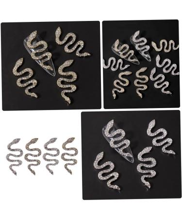 FRCOLOR 4 pieces snake nail drill made of alloy nail jewellery rhinestone pendant for nails snake nail charms nail art bling rhinestones manicure decoration diamond flash drilling 3D - Buy Online on GoSupps.com