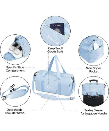 Baleine Waterproof Gym Bag for Women and Men - Small Duffel for Sports & Weekend Getaway - Lightweight Carryon with Shoe & Wet Clothes Compartments - Medium Azure - Buy Online on GoSupps.com