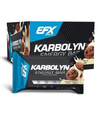 EFX Sports Karbolyn Energy Bar Cookies & Cream 12 Bars 2.12 (60 g) Each