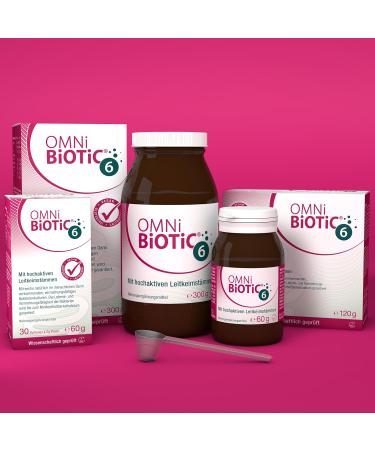 Omni Biotic 6 Powder - 150 Portions (300g) | Vegan Gluten-Free Lactose-Free Prebiotic with 6 Bacterial Strains & 4 Billion CFU per Dose - International Shipping Available - Buy Online on GoSupps.com