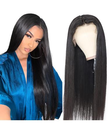 Geeta Hair 13x6 Human Hair Lace Front Wigs Brazilian Transparent Straight Lace Front Human Hair Wigs Pre Plucked 150% Density Natural Hairline Straight Hair wigs Natural Color (22 Inch) 13*6 lace front wigs 22 Inch