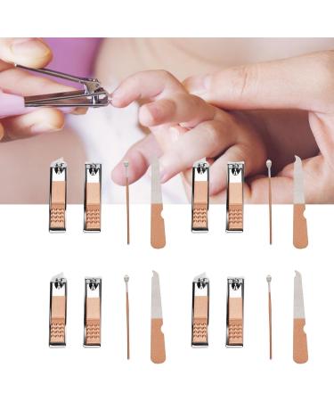 4 Set Nail Clippers Beauty Tools Stainless Steel Ear Spoons Nail Files Grooming Manicure Set with Pink PU Storage Bags - Buy Online on GoSupps.com