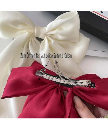 dinghaole 4 Bow Hair Clips Women Hair Bow Alligator Clip Hair Clip Satin Hair Bow (Red Pink Beige Black) - Buy Online on GoSupps.com