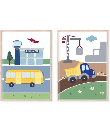 Pictaloo 5 Set Sweet Vehicle Pictures | Kids Room Decor for Boys | Childrens Baby Posters - DIN A4 Murals Without Frames - Buy Online on GoSupps.com