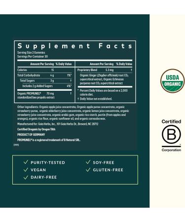 Gaia Herbs Organic Immune Rapid Defense Gummies - Supports Immunity - with Propolis Ginger and Echinacea - 60 Vegan Gummies (30-Day Supply) - Buy Online on GoSupps.com