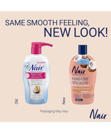 Nair Shower Power Sensitive Formula Hair Remover for Legs & Body with 100% Natural Coconut Oil plus Vitamin E 312-g (Packaging may vary) - Buy Online on GoSupps.com