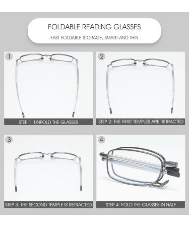 Vevesmundo Blue Light Filter Folding Glasses for Men & Women - Collapsible Mini Reading Glasses with Case - 2.25x Magnification - Buy Online on GoSupps.com