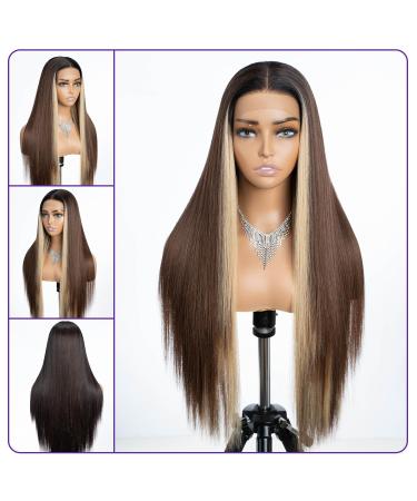 Joedir 13x4 Straight Lace Frontal Wigs - Glueless Synthetic Light Yaki Wigs for Black Women with Baby Hair | 76 cm TTOL4/30S/26J - Buy Online on GoSupps.com