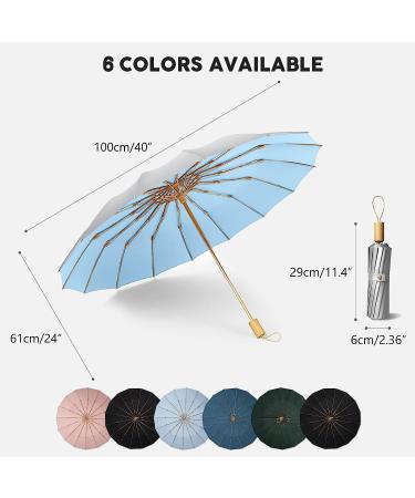 OZ SMART Sun/Rain Compact Umbrella  UPF 50 UV Protection 16 Fibreglass Ribs Super Windproof Folding Umbrella Parasol  Sun Blocking Travel Golf UV Umbrella Silver / Sky Blue - Buy Online on GoSupps.com