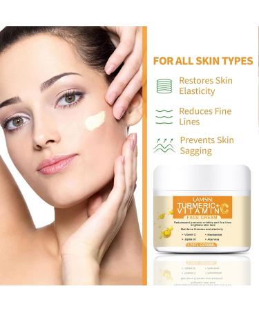 Turmeric Face Cream Vitamin C Face Cream Face Moisturiser Cream Dark Spot Remover for Face Natural Turmeric Face Moisturiser with Vitamin C Anti Aging Face Cream for Glowing Skin Firming - Buy Online on GoSupps.com