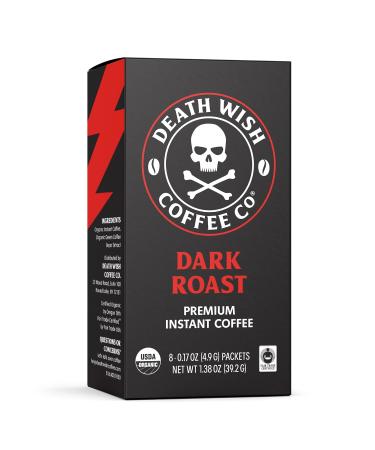 Death Wish Coffee Instant Coffee Dark Roast, 8 Single Serve Packets, The World's Strongest Coffee, Bold & Intense Blend of Arabica & Robusta Beans, USDA Organic Powder, 300mg of Caffeine for Day Lift - Buy Online on GoSupps.com
