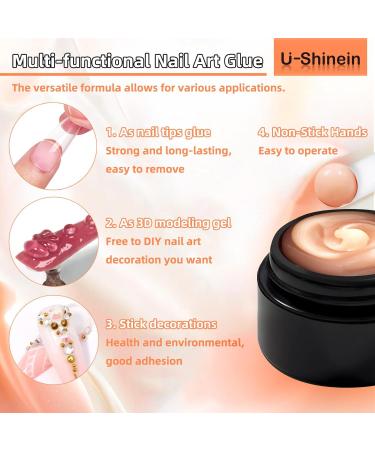 Buy U-shinein 2x15ml Solid Nail Glue Gel for Acrylic Nails | Press-On & Nail Art Adhesive | Apricot & Transparent - International Shipping - Buy Online on GoSupps.com