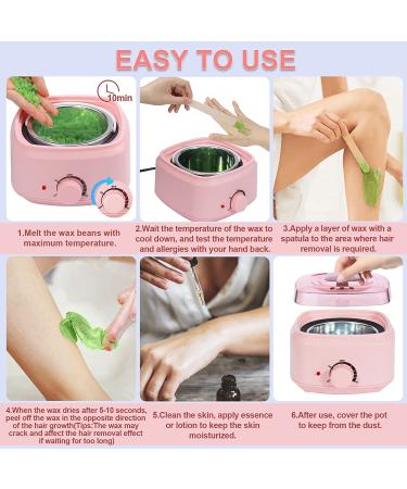 Waxing Kit with Hard Wax Beans - Adjustable Temperature for All Hair Types | Painless Hair Removal at Home for Eyebrow, Facial, Body, Bikini & Brazilian - Buy Online on GoSupps.com