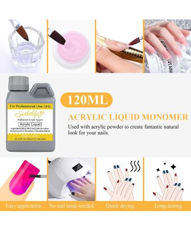 SPTHTHHPY Acrylic Nail Kit - Pink White Clear Acrylic Powder & Liquid Set for Nail Extension - Manicure Tools & Glitter Brush Included - Beginner Friendly - 120ML - Buy Online on GoSupps.com