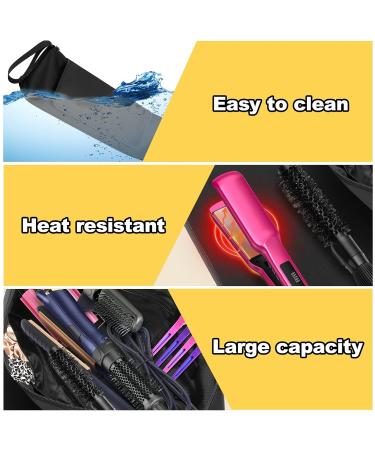 BABORUI Large Heat Resistant Hair Tools Travel Bag - Perfect for Curling Irons Flat Irons & Straighteners - Hangable & Portable - Pink & Black - Buy Online on GoSupps.com