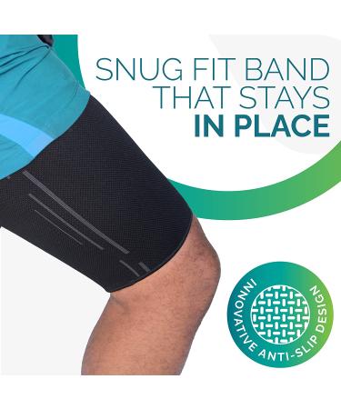 Thigh Compression Sleeve for Men & Women - Sciatica Pain Relief, Leg Injury Support, Ideal for Running & Workout - Medium Black - Buy Online on GoSupps.com