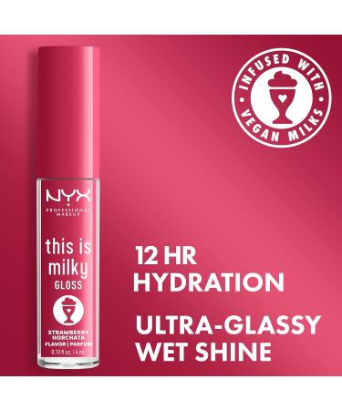 NYX Professional Makeup Strawberry Horchata Milky Gloss Lip Gloss - 12 Hour Hydration, Vegan, Mauve Pink - Scented Milkshake - Buy Online on GoSupps.com
