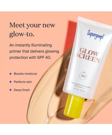 Supergoop! Glowscreen SPF 40 PA+++ 1.7 fl oz - Primer + Broad Spectrum Sunscreen with Hyaluronic Acid, Vitamin B5 & Niacinamide - Buy Online on GoSupps.com