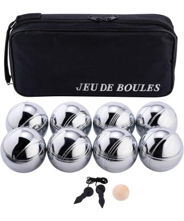 Engelhart -Boules set 8-part-Traditional Garden Games 8 Boules Game classics for the garden boules game: 8 metal 1 wooden ball spacer pocket (boules set)