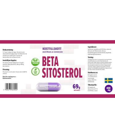 Beta Sitosterol 400mg - 120 Vegan Capsules | High Dose & Laboratory Tested Supplement for Heart Health - Buy Online on GoSupps.com