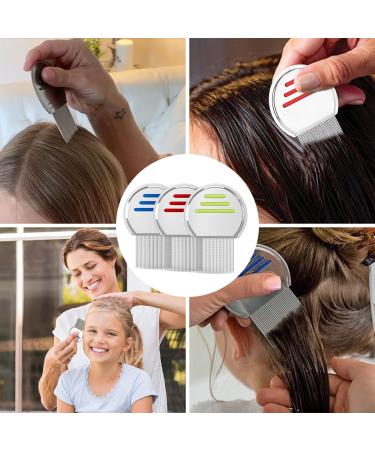 3PCS Nitty Gritty Nit Comb Fast Removal of Nits, Lice, and Dandruff Reusable Comb for Head Lice Treatment - Red Blue Green - Buy Online on GoSupps.com