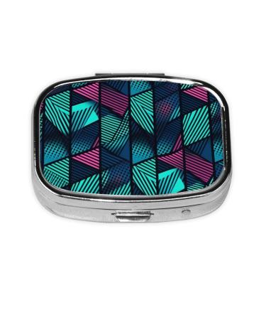 Geometrical Pattern1 Printed Square Pill Box Portable Travelling Pill Box Medicine Organiser