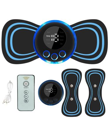 Maxe portable massage device 8 modes 19 levels of wirelessly self-adhering EMS massager shoulder neck massage pain relief of the body muscles mini cervical massage 2 massage pad 1PCs massage device with remote control