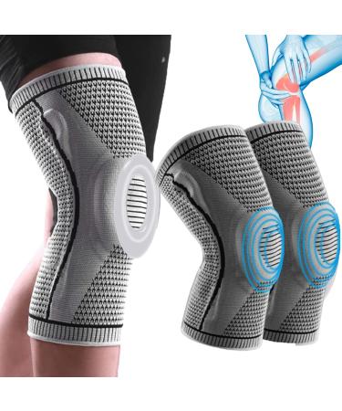 2PCS Ultra Elite Knee Brace Compression Sleeve with Side Stabilizers for Knee Pain (L)