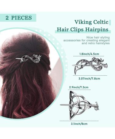 2 Pieces Viking Celtic Hair Clips Hairpin Dragon Hair Sticks Hairpin Triangle Clips Slide Pin Hair Stick Celtic Knot Viking Jewelry Hair Accessories for Women and Ladies - Buy Online on GoSupps.com