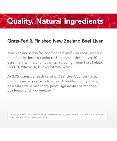 Physician's Strength Beef Liver - 150 Capsules - Natural Source of Iron Vitamin A & B12 - 100% Grass Fed - Non-GMO & No Additives - 30 Servings - Buy Online on GoSupps.com