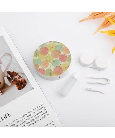Fall Maple Leaves Design Contact Lens Case - Eye Care Kit with Mirror Tweezers & Solution Bottle for Travel & Home - Buy Online on GoSupps.com