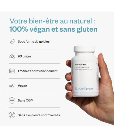 Carnosine (L-Carnosine) - Contribue R duire le Stress Oxydatif la Glycation et Freiner le Vieillissement - Vegan - Sans Gluten - Supersmart - Buy Online on GoSupps.com