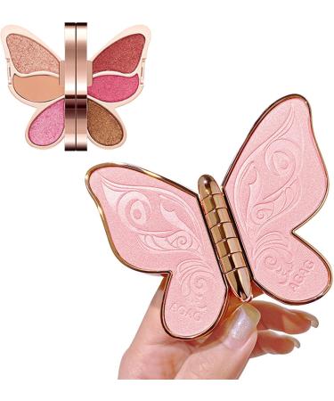 Butterfly Shape Eyeshadow Palette Matte Shimmer Glitter Ultra-Blendable Eye Shadow Pallet | Blendable Natural 6 Colors Eyeshadow Cosmetics Gift Kit Greatideal Crimson Rose Color - Buy Online on GoSupps.com