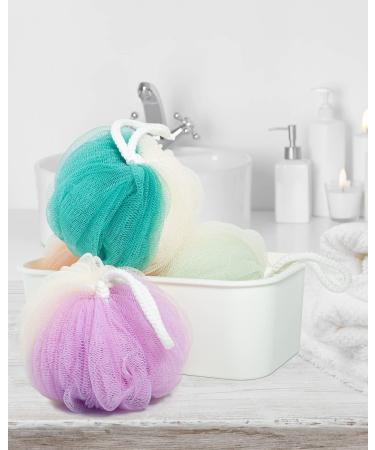 Aquior Shower Puff Loofahs 60g/PCS Extra Large Mesh Pouf Easy Foaming Body Scrubber Exfoliator for Big Full Lather Cleanse(4 Pack) Style04 - Buy Online on GoSupps.com