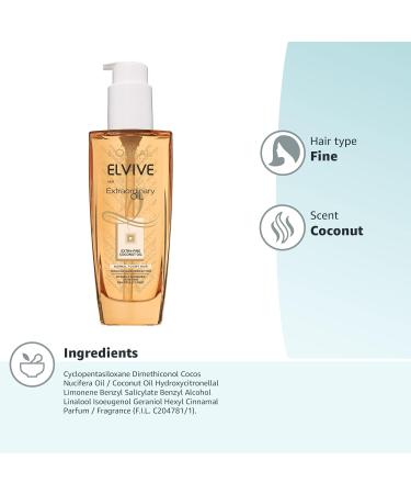 L'Oreal Paris Elvive Extraordinary Oil Coconut Hair Oil 100ml - Pack of 1 - Buy Online on GoSupps.com