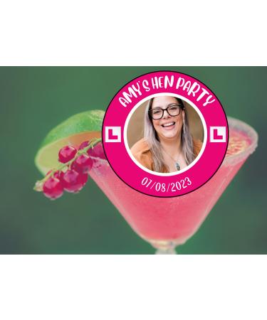 12 x 6cm personalised edible HEN PARTY Photo cocktail drink toppers uncut