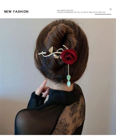 2PCS Red Rose Hair Claws French Twist Barrette Set - Non Slip Hair Accessories for Women - Buy Online on GoSupps.com