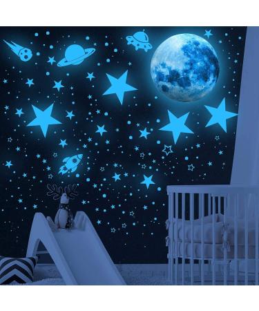 Glow in The Dark Stars Stickers - 603 Pcs Planets Solar System Wall Decals for Boys Nursery Bedroom - Blue - Buy Online on GoSupps.com