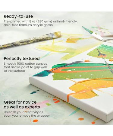 Arteza 6x6 Inch White Stretched Canvas Pack - 12 Canvases, 100% Cotton, Gesso-Primed - Ideal for Acrylic Pouring and Oil Painting - Buy Online on GoSupps.com