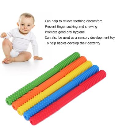 Cyrank 5-Part Baby Bite Tube Toys | Silicone Teething Gel & Cleaning Brush for Toddlers | Safe Fun for Boys & Girls - Buy Online on GoSupps.com