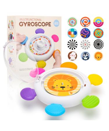 Cldy Baby Teething Ring - Rudder Grasping Toy - Teething Aid Nursing Accessories for 3+ Months Babies comes with 12 cards - 24 patterns - Rotating toys shake fidget spinner