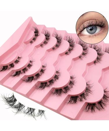 7 Pairs 3D Clear Band Cat Eye False Eyelashes | Fluffy Volume Curly Faux Mink Makeup - Reusable ZFD08 - Buy Online on GoSupps.com