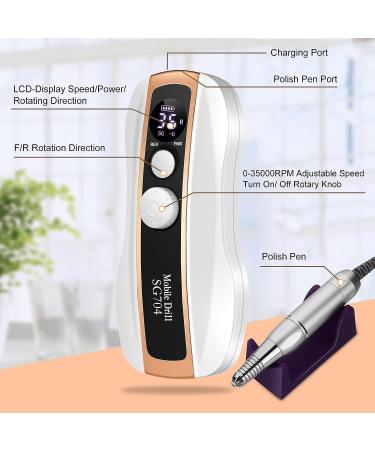 35000Rpm Rechargeable Electric Nail Drill for Acrylic Nails - Professional Nail Drill Machine with 11 Bits and Storage Bag - Buy Online on GoSupps.com