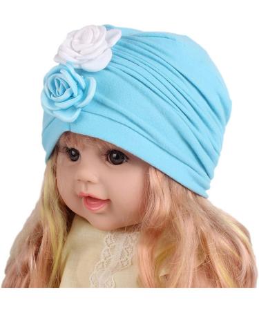 Qhome Girls Chunky Double Flower Beanie Kids Hat Turban - White - Buy Online on GoSupps.com