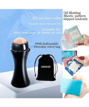 Oil-Absorbing Volcanic Face Roller | Reusable Skin Care Tool for Oil Control | Black Set for Makeup and Massage | Female Girls Beauty Accessory - Buy Online on GoSupps.com